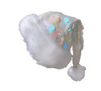 YIBOZI Chapeaux de Noël à paillettes, chapeau de Père Noël avec paillettes et bordure en peluche pour sapin de Noël, accessoire de fête festif