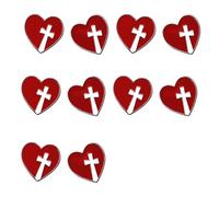 YIBOZI Lot de 10 badges en forme de cœur croisé en époxy rouge pour loisirs créatifs, bandeau, sac, vêtements, broche décorative facile à porter