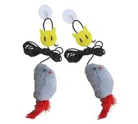 YIBOZI Lot de 2 jouets teaser interaction chats souris avec queue à plumes élastique cadre de porte suspendu Teaser Toy Entertainment Toy