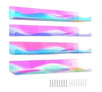 YIBOZI Lot de 4 étagères flottantes colorées en acrylique pour livres et livres