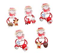 YIBOZI Lot de 5/10 paires d'élastiques à cheveux de Noël pour enfants - Motifs de vacances assortis - Accessoires de cheveux doux pour filles et garçons