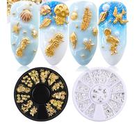 YIBOZI Paillettes estivales pour nail art, décalcomanies 3D pour nail art, cadre en métal, coquillage, étoile de mer, clous sur ongles, bijoux à breloques, remplissage d'étoiles