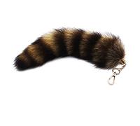 YIBOZI Porte-clés queue de renard en peluche, queue de raton laveur, 28 cm, queue d'animal, pompons, décoration de sac