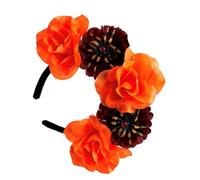 YIBOZI Serre-tête à fleurs, bandeau floral tête de mort rose pour Halloween, jeu de rôle, déguisement, bal de fin d'année, spectacle, couvre-chef