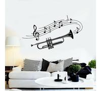 YIBUHANG Décoration murale autocollante trompette stickers muraux instruments de musique notes de musique art porte et fenêtre autocollants en vinyle chambre salle de musique