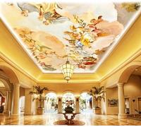 YIBUHANG Papier peint auto-adhésif en pvc 3d pour plafond, papier peint classique avec personnage d'ange, peinture à l'huile, autocollant d'art mural pour plafond de chambre à coucher