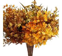 YIBUKIY Lot de 6 paquets de fleurs d'automne artificielles pour maman, ne se décolorent pas, fausses plantes d'automne pour intérieur et extérieur, décorations d'automne pour Thanksgiving, fête de