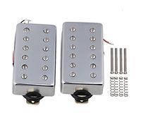yibuy 50 mm/52 mm Lot de micros Humbucker Chevalet et manche pour guitare électrique Lot de 2 Silver