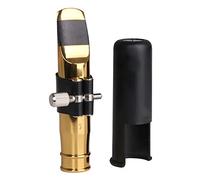 Yibuy Bec plaqué or pour saxophone ténor Jazz si bémol 7# avec capuchon en cuir PU