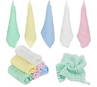 Yicaam 12 Pièces Débarbouillettes Bébé en Mousseline (30 x 30 cm) Coton Naturel 6 Couches Serviette Visage Bébé, Serviette en Mousseline de Coton pour le Cadeau de Bébé Nouveau-né