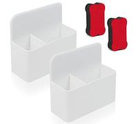 Yicaam 2 Pièces Boîte de Rangement Magnétique Porte-marqueur d'effacement avec 2 Brosse Effaceur Magnétique, Porte Stylo Magnétique pour Réfrigérateur, Tableau Blanc et Casier