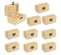 Yicaam Lot de 10 petites boîtes au trésor en bois non finies - Mini coffre avec fermeture - Pour bricolage et fête
