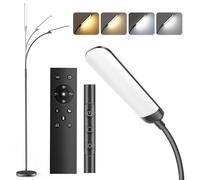 YICAIZI Lampadaire LED Dimmable sur Pied 18W 1200lm avec Télécommande & Contrôle Tactile 4 Températures et 4 Luminosités Lampe Liseuse pour Bureau, Chambre, Salon - Noir de Jais
