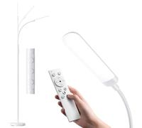 YICAIZI Lampadaire LED Dimmable sur Pied 18W 1200lm avec Télécommande & Contrôle Tactile 4 Températures et 4 Luminosités Lampe Liseuse pour Bureau, Chambre, Salon - Blanc