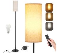 YICAIZI Lampadaire sur Pied Salon, lampe sur pied moderne de 171.5cm à intensité variable avec 3 températures de couleur, abat-jour en lin beige et (ampoule 12 W incluse) (grise)