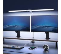 YICAIZI Lampe de Bureau LED 24W avec Pince - 1500LM 80CM Lampe de Lecture à DEL de Cygne avec Télécommande, Port de chargement USB pour Maison et Bureau, Blanc