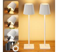 YICAIZI Lampe de Table Sans Fil, 2 Pièces Lampes de Table LED Tactile avec USB-C et Bouchon de Bouteille, Lampe de Table Batterie Rechargeable pour Restaurant, Chambre, Camping, L'extérieur, Blanc