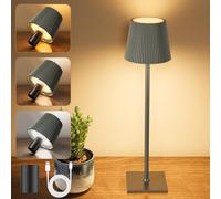YICAIZI Lampe de Table Sans Fil, Lampes de Table LED Tactile avec USB-C et Bouchon de Bouteille, Lampe de Table Batterie Rechargeable pour Restaurant, Chambre, Camping, L'extérieur, Gris