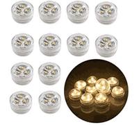Yicare Lot de 12 bougies chauffe-plat LED sans flamme fonctionnant à piles pour mariage, anniversaire, festival, fête, vase, baignoire, aquarium Blanc chaud
