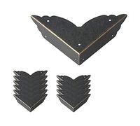 Yicare Lot de 12 protections d'angle vintage en métal - Style antique - Protection des bords de meubles - Pour table, coffre, boîte à bijoux - Boîte en bois