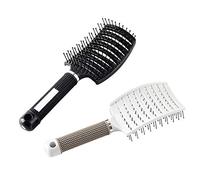 Yicare Lot de 2 brosses à poils en nylon incurvées ventilées pour coiffer les cheveux secs ou mouillés Antistatique Démêlant Séchage rapide Utilisation pour cheveux longs ou courts