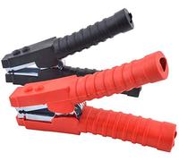 Yicare Lot de 2 pinces crocodiles isolées pour câble de batterie - 100 A - Revêtement nickel - Pour voiture
