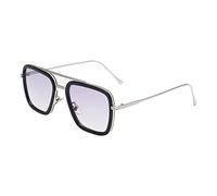 Yicare Lunettes de soleil Iron Man Steampunk rétro - Monture carrée en métal - Pour homme et femme - Monture classique en alliage - Protection 100 % UV 400, Noir