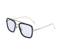 Yicare Lunettes de soleil Iron Man Steampunk rétro - Monture carrée en métal - Pour homme et femme - Monture classique en alliage - Protection 100 % UV 400, bleu