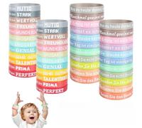 Yicenmy 46 Pcs Bracelets Encourageants, Bracelets De Motivation De 20 cm En Allemand avec Des Messages Positifs et Encourageants, Bracelet Silicone pour Les Adolescents et Les Collègues