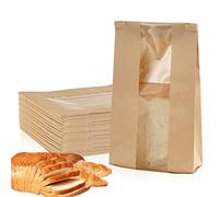 YICH Lot de 50 sacs kraft avec fenêtre pour pain, pizzas, bonbons, boulangerie (12 x 9 x 30 cm)
