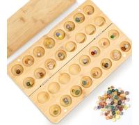 YICH Mancala Jeu de Société 1 x Échiquier avec 65 x Pierres - Kalaha - Jeu d'intelligence Adapté pour Les Amis la Famille et Les Enfants