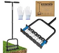 Yichalodge Aérateur de pelouse avec 14 pointes en acier durable - Outil d'aération manuel de l'herbe pour un ameublissement efficace du sol, outil de pelouse pour l'entretien de la cour et du jardin
