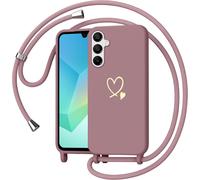 Yichu Case For Samsung Galaxy A16 5g With Cord, Soft Liquid Silicone Case With Collar, Adjustable Lanyard Case, Love Heart Design Shockproof Protective Case Cover For Samsung A16 4g/5g, Pink