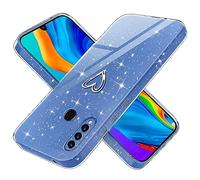 Yichxu Coque pour Huawei P30 Lite Silicone Glitter Housse avec Protection Caméra Anti-Rayures Souple TPU en Protection Antichoc Amour de Coeur légère Étui pour Huawei P30 Lite, Bleu