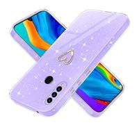 Yichxu Coque pour Huawei P30 Lite Silicone Glitter Housse avec Protection Caméra Anti-Rayures Souple TPU en Protection Antichoc Amour de Coeur légère Étui pour Huawei P30 Lite, Violet