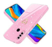 Yichxu Coque pour Huawei P30 Lite Silicone Glitter Housse avec Protection Caméra Anti-Rayures Souple TPU en Protection Antichoc Amour de Coeur légère Étui pour Huawei P30 Lite, Rose