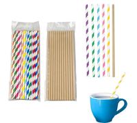 Yicoovey Lot de 50 pailles en papier biodégradables pour boissons, cocktails, café, boissons froides, pailles colorées, bars, anniversaires, mariages