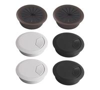 Yicoovey Lot de 6 passe-câbles de 60 mm, noir/gris/marron, ABS et caoutchouc, fermeture à pression et caoutchouc souple, diamètre extérieur 70 mm, montage sans outil