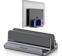 YICOSUN Support vertical à 3 fentes en aluminium pour ordinateur portable de bureau - Station d'accueil réglable pour MacBook, Surface, Samsung, HP, Dell jusqu'à 17,3" - Design compact et protecteur