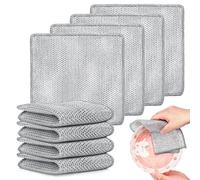 YICOTA Lot de 8 chiffons à vaisselle double couche anti-rayures multi-usages réutilisables en fil d'acier pour nettoyer l'humidité et le sec, 20 x 20 cm, durables à deux couches pour vaisselle, évier