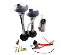 Car Horn 12V 150db klaxon d'air, klaxon de voiture, klaxon d'air de double corne de chrome-plaqué avec le compresseur pour les voitures 12V, bateaux, camions