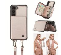 Yidai-Silu Coque en Cuir PU Galaxy S24 FE 【2 en 1, Portefeuille】 Sacoche Messenger Housse Étui Fentes Carte Antichoc Couverture avec Support pour Samsung Galaxy S24 FE - Or Rose