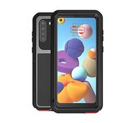 Yidai-Silu Coque Galaxy A21 Étanche 【Robuste d'aluminium, IP54 Qualité Militaire】 2m Antichoc métal 360°Protectio Etui Couvercle avec d'écran intégré pour Samsung Galaxy A21 6,5" - Noir