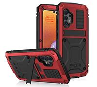 Yidai-Silu Coque Galaxy A32 4G Étanche【Robuste d'aluminium, IP54 Qualité Militaire】 2m Antichoc métal Case 360° PRougeectio Etui avec d'écran intégré pour Samsung Galaxy A32 4G 6,4" - Rouge