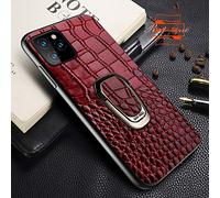 Yidai-Silu Coque Galaxy Note 10 Lite 【Texture de Crocodile, 360° Voiture Magnétique, Support d'anneau】 Housse en Cuir Véritable Couverture Étui pour Samsung Galaxy Note 10 Lite 6,7" - Bourgogne