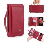 Yidai-Silu Coque Portefeuille Galaxy S23 Étui Détachable 2 en 1 avec Support Stand Housse Flip en Cuir PU Protection Complète Cuque Magnétique Case pour Samsung Galaxy S23 6,1" - Rouge