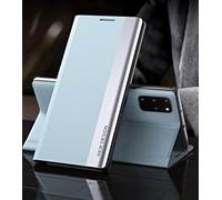 Yidai-Silu Smart View Galaxy A53 【Clear Afficher Fenêtre, Fonction réveil-Veille】 Prime Étui Housse à Cuir PU Rabat avec Support Pliable pour Samsung Galaxy A53 6,5" - Hell Bleu