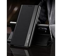 Yidai-Silu Smart View Galaxy Note 10 Plus 【Clear Afficher Fenêtre, Fonction réveil-Veille】 Prime Étui Housse à Cuir PU Rabat avec Support Pliable pour Samsung Galaxy Note 10+ Plus 6,8" - Noir