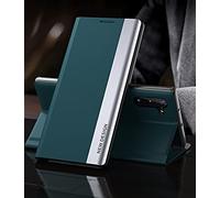 Yidai-Silu Smart View Galaxy Note 10 Plus 【Clear Afficher Fenêtre, Fonction réveil-Veille】 Prime Étui Housse à Cuir PU Rabat avec Support Pliable pour Samsung Galaxy Note 10+ Plus 6,8" - Vert