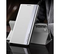 Yidai-Silu Smart View Galaxy S25 【Clear Afficher Fenêtre, Fonction réveil-Veille】 Prime Étui Housse à Cuir PU Rabat avec Support Pliable pour Samsung Galaxy S25 - Blanc